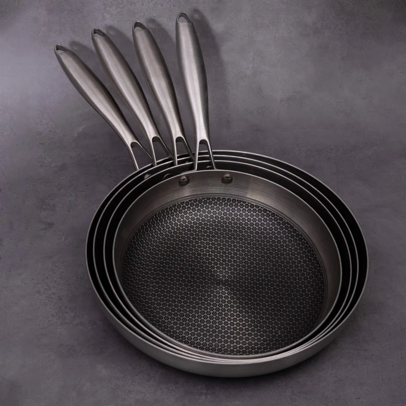 Customize 18/8 Tryply Stainless Steel Non Stick Honeycomb Frying Pan