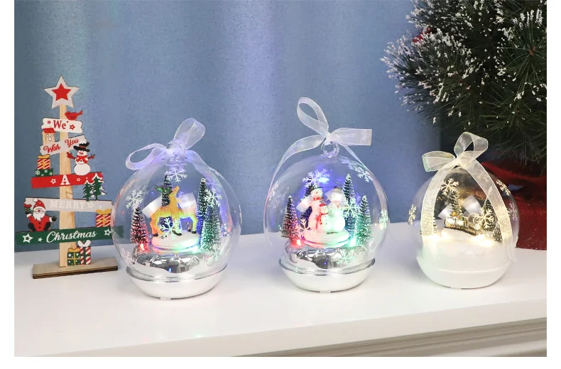 commercial christmas decorations figurine santa claus decorative musical lantern with snow music box landscapes details