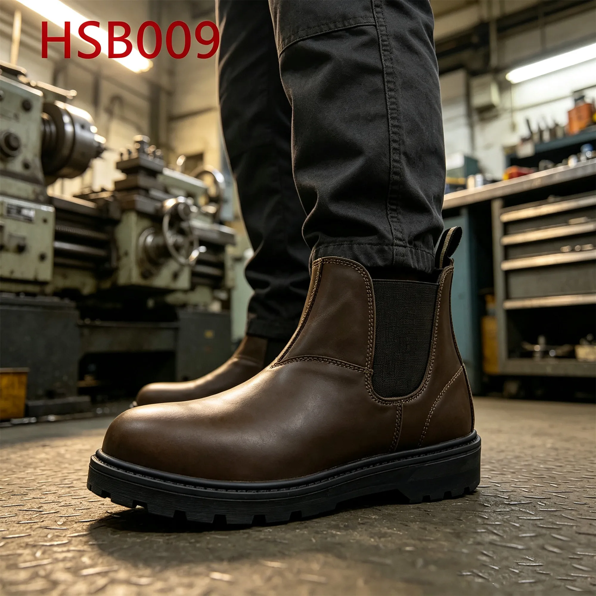 ZYF,top Level Crazy Horse Leather Pull on Style Hua Singh Safety Shoes Shipyard Anti-smash&nail Brown Work Footwear HSB009