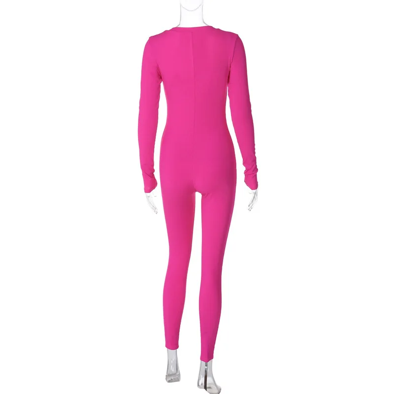 P3914317a Wholesale New Fashion Women's V-neck Jumpsuits Solid Color ...