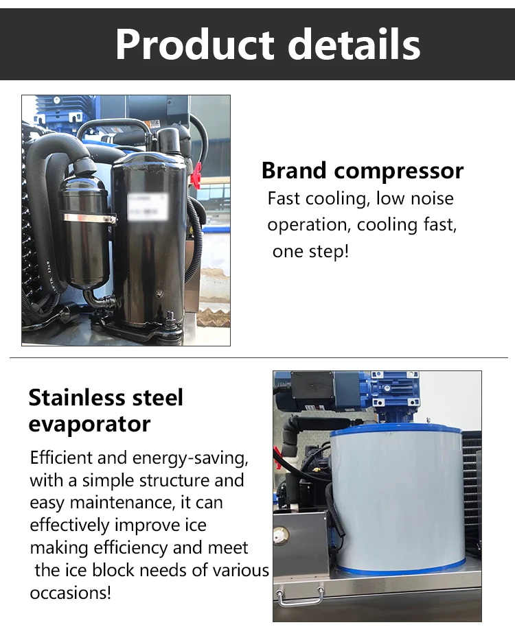 Ice Generators Set 200KG/300KG/500KG/1Ton Commercial Flake Ice Generators Automatic Mode ...