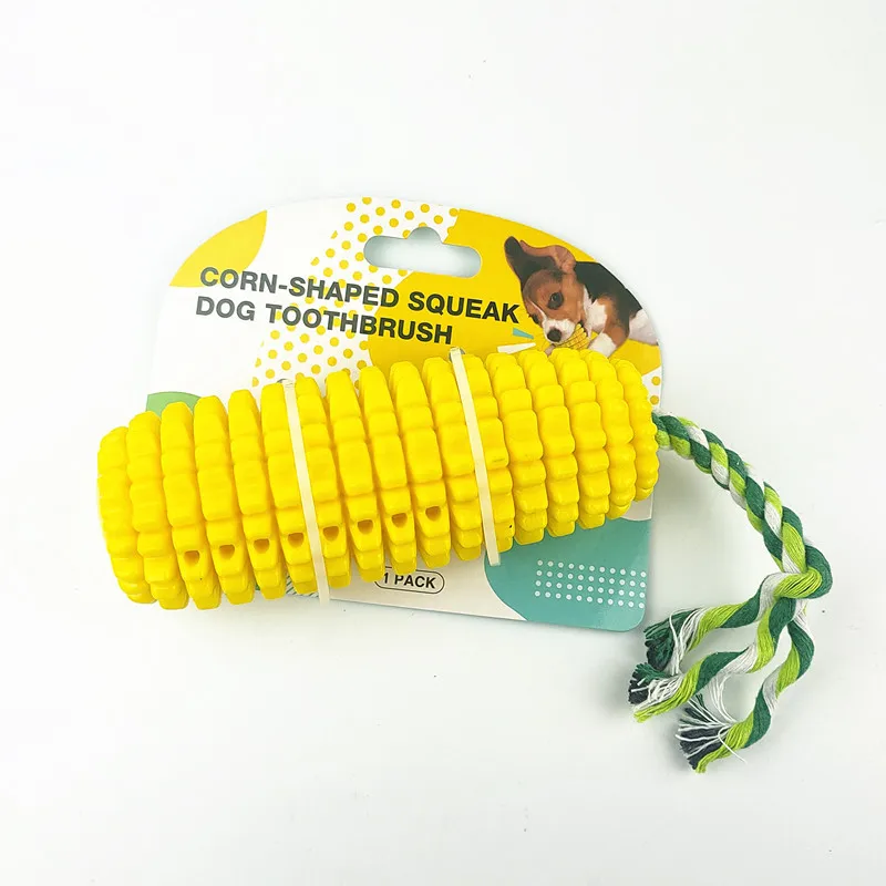 New Pet Teething Toy Tpr Corn Teething Rod Hot Selling Bite-Resistant Pet Rope Knot Toy