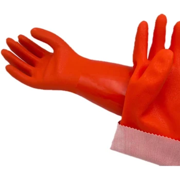 orange water proof soft PVC nitrile anti sweat kitchen cleaning gloves