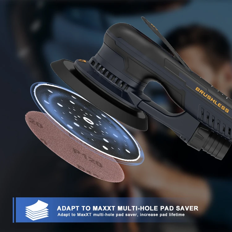 MAXXT Ponceuse Excentrique électrique Sans Balais - 3 Mm - 350 W - Multifonction - 4000-10000 Tr/min - Vitesse Variable - Ponceuse Excentrique Filaire - Machine Avec 10 Papiers Abrasifs