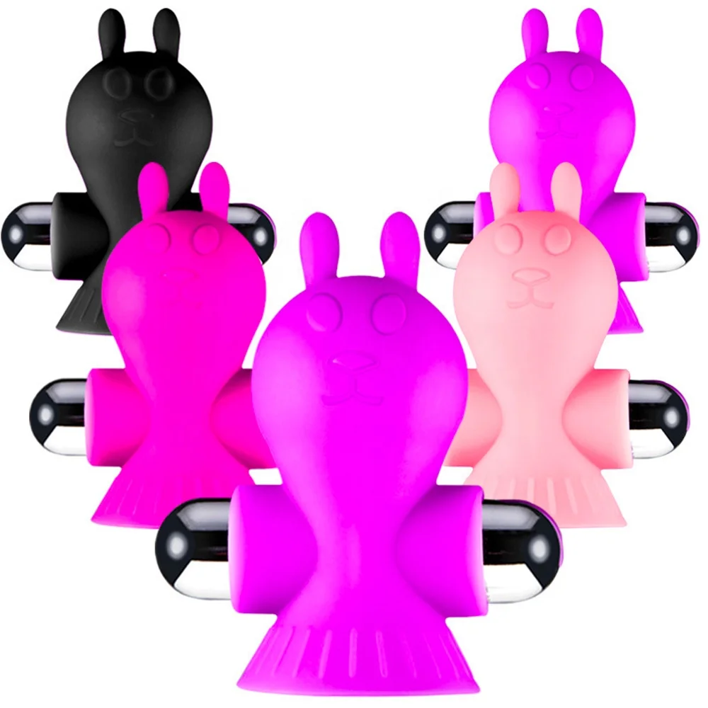 Silicone Suction Cup Bunny Rabbit Vibrator Breast Nipples Stimulator Clit  Sucker Sex Toy for Women