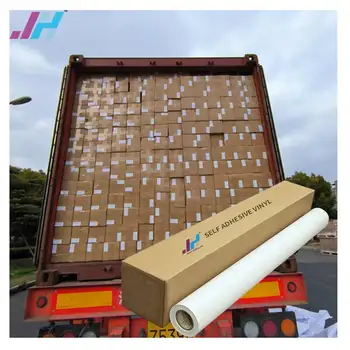 Air egress wholesale glossy matte Eco Solvent printable cheap price white PVC Self Adhesive Vinyl roll sticker material factory