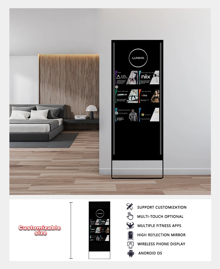 product customized interactive smart fitness mirror digital workout training mirror professional exercise training mirror-6