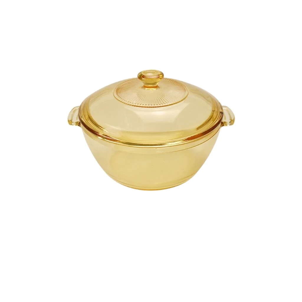 Wholesale Glass Dish Soup Bowl Pot Household Light Luxury Tableware Binaural Bowl High Borosilicate Amber Glass Tableware