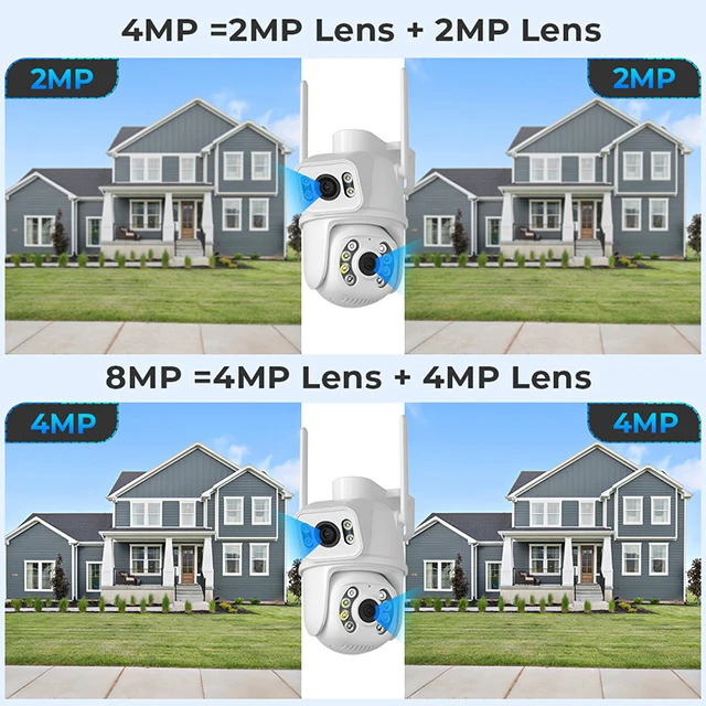 ICSEE 4K 8MP Dual Lens Ai Home Security Network Camera Outdoor Wifi PTZ Night Vision Auto Tracking Cloud SD Card Storage 1-Year
