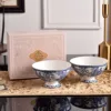 Blue 6-inch high-foot double-sided bowl