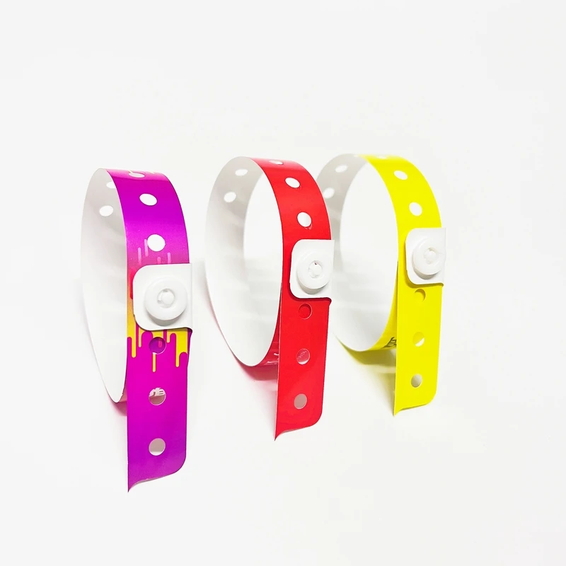 Factory Disposable Custom PVC Vinyl Bracelet Bar Code Theme Amusement Park Paper Admission Ticket Waterproof L Shaped Wristband