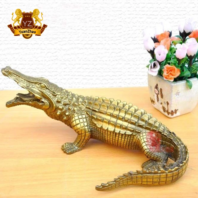 China Fengshui Bronze Crocodile Statue - Life Size Metal Animal