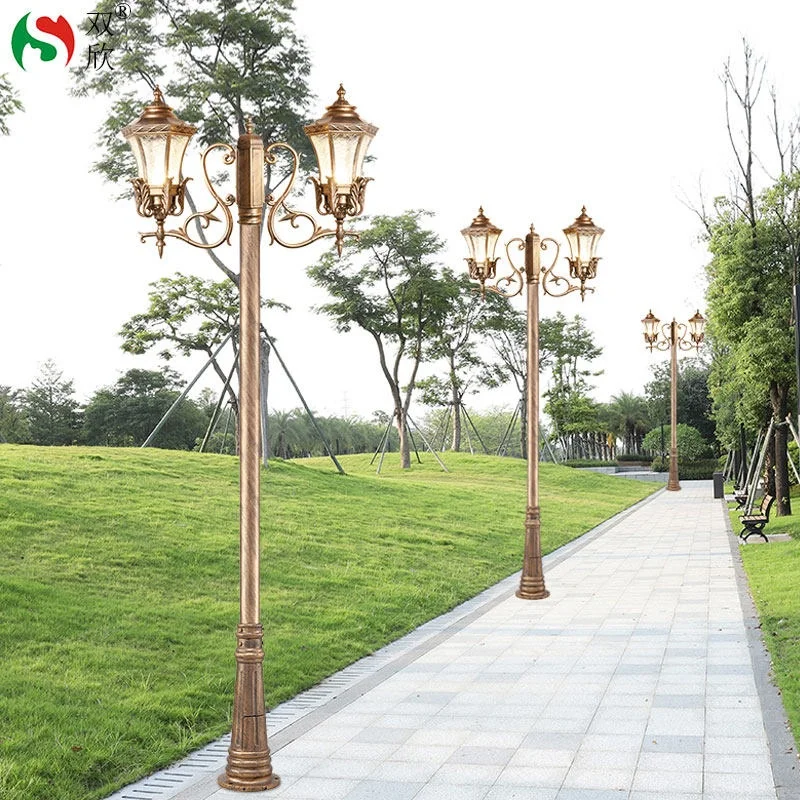 Shuangxin-Doppelkopf-Aluminium-LED-Straßenlampe im europäischen Retro-Stil, IP54 wassergeschützt, für Außenbereiche, Landschaftsgestaltung, Innenhöfe und Gärten