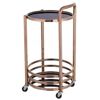 Hotel restaurant tea delivery cart double solid wood round wine cake cart 4S shop mobile service trolley