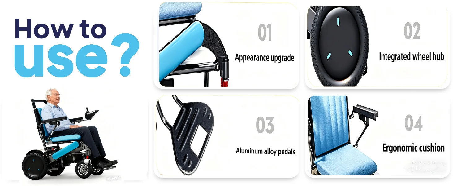 product lightweight electric wheelchair 300 lbs weight capacity long range 20 miles ce certified-4