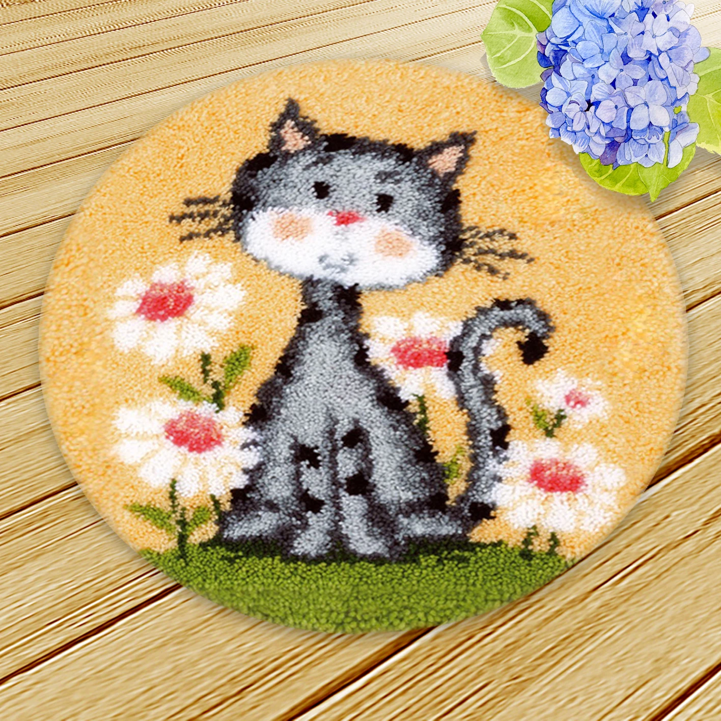 DIY ラッチフックキット ラグ 獰猛な虎 カラープリントキャンバス付き