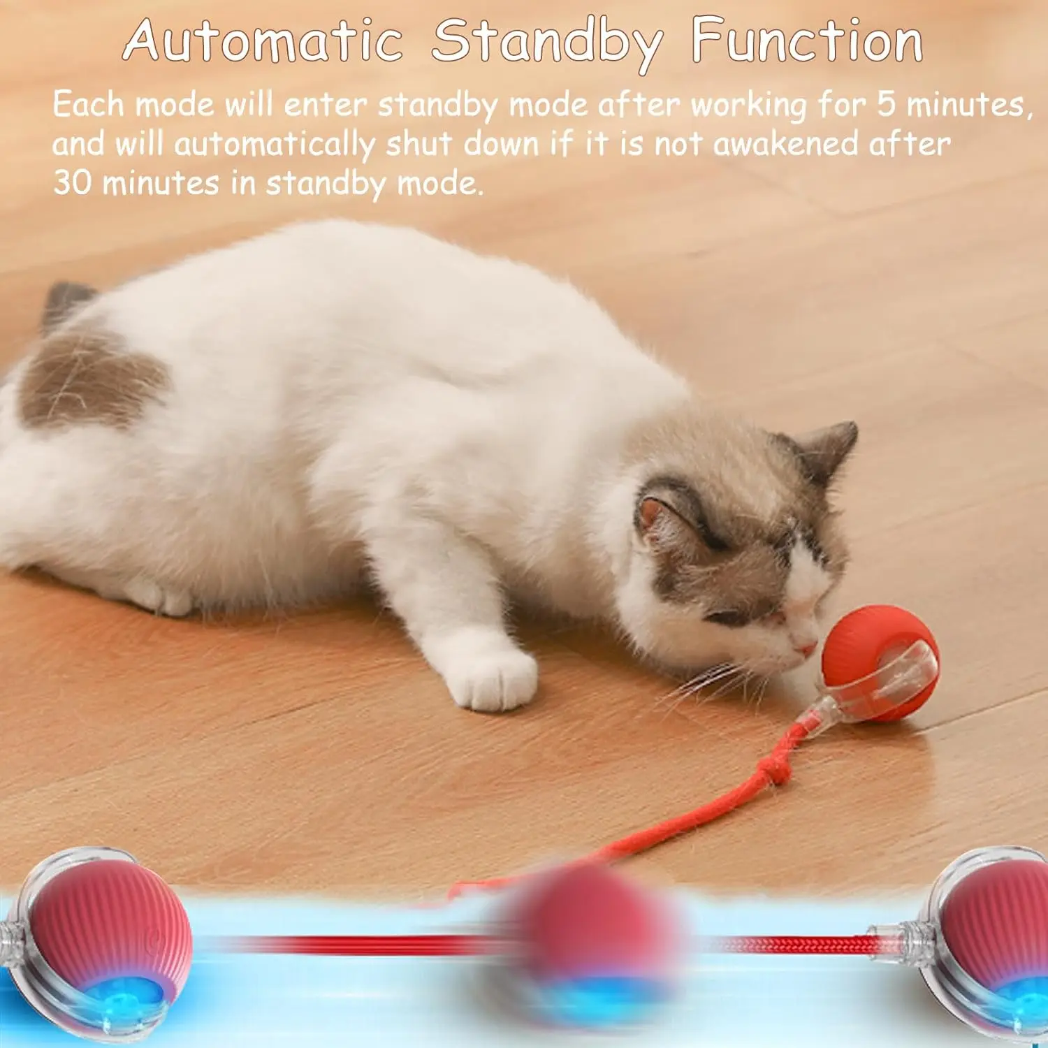 Interactive Cat Toys Balls Interactive Rolling Dog Ball Cat Toys Ball for Indoor Cats with Long Tail Fast Rolling on Carpet