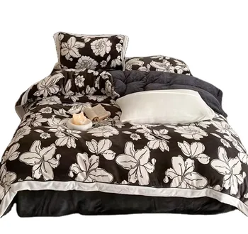 Adult home bedding  microfiber quilting polyester filling printed comforter set