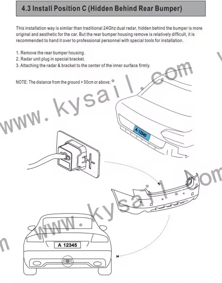 Factory Direct Waterproof Car Blind Spot Detection System 77GHz BSD Installation manufacture