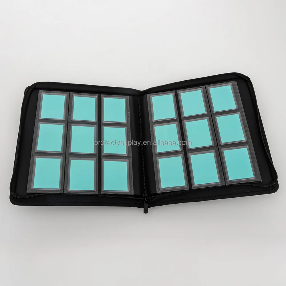 Toploader Binders 4 / 9 Pockets Custom Toploader Binder Custom Logo PU Leather Trading Card TCG Top Loader Card Binder