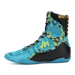 Модные Мужские боксерские ботинки высокого качества для фитнеса удобные прочные борьбы дышащие вязаные с высоким