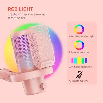 FEELWORLD VM1 4K USB-C Gaming Microphone, Wholesale Price Noise Reduction Mic with Sound Card for Mac/PC Streaming detail image