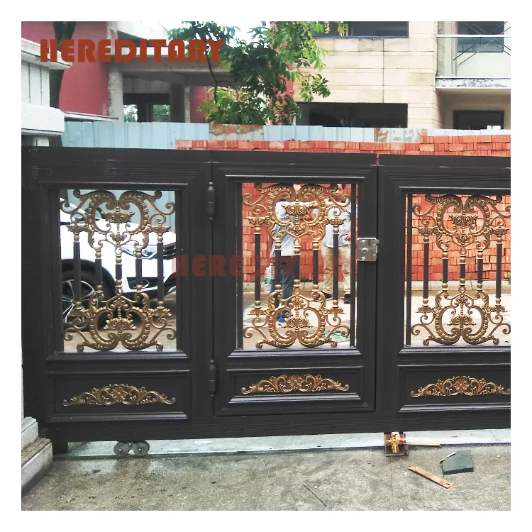 Powder Coated Curved Sliding Gate Modern Gate With Automatic Gate Opener