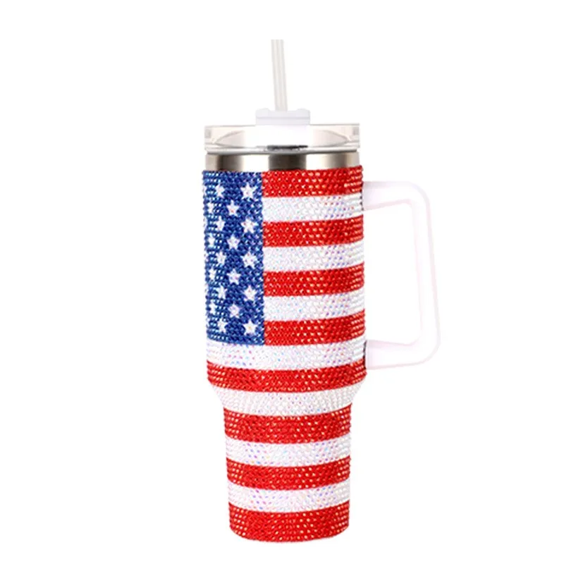 Gift Use Glitter 40oz Rhinestone Bling Diamond Vacuum Insulated Stainless Steel Bottle Cup 40oz Tumbler with Handle with Lids