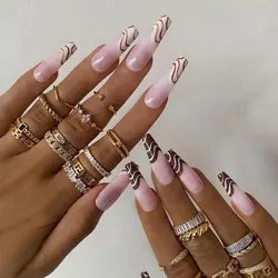 Wholesale Price Long Ballerina Coffin Shining Stars Diamond Nails Art Press On Nails Custom Artificial Customize Nails