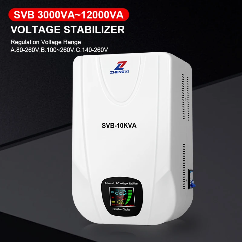 Wall Mounted Single Phase Input 80V-260V Output 220v Motor Servo Stabilizer 5kva 10kva Automatic Voltage Regulators Stabilizers