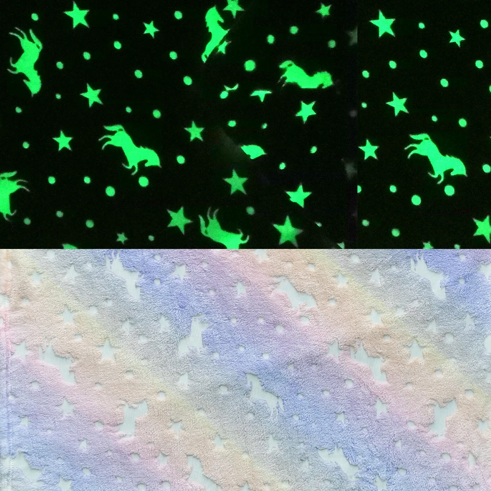 Светящееся одеяло волшебное Радужное светящееся в темноте супермягкое плюшевое ночное ФЛУОРЕСЦЕНТНОЕ подарок для детей