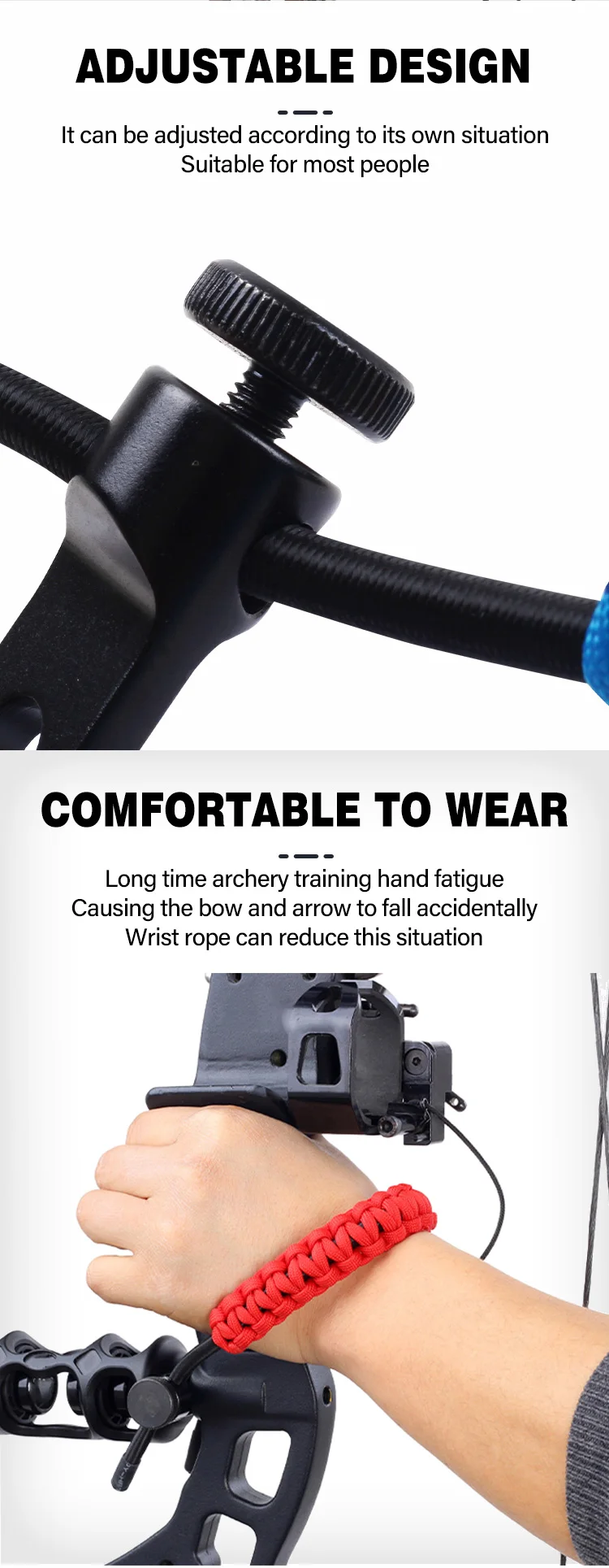 Spg Archery Bow Wrist Sling Compound Bows Hunting Nylon Wrist Strap