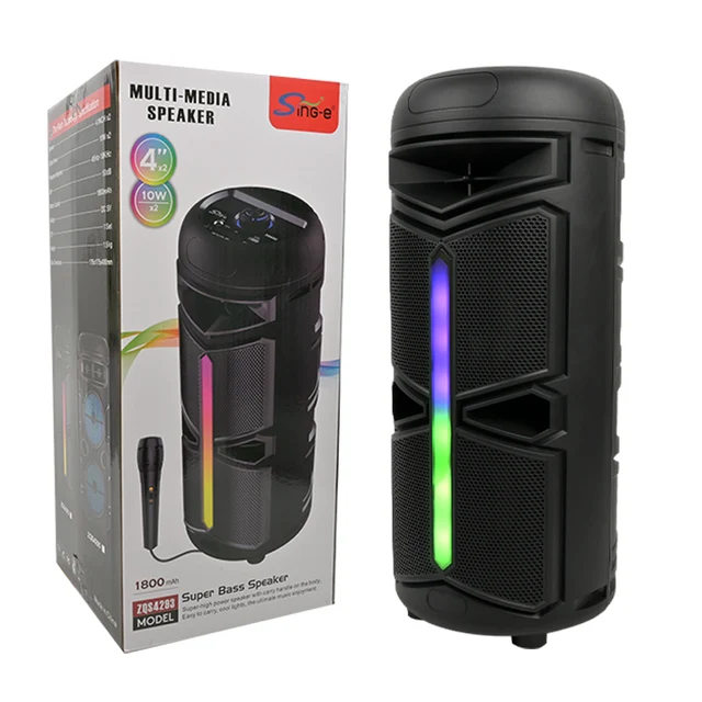 SING-E ZQS4293 Mini Portable Wireless Subwoofer Audio Speaker RGB LED Battery-Powered Outdoor Beach Compatible Computers