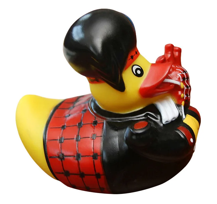 Factory Custom Promotional Bagpipe Playing Musical Style Vinyl Rubber Duck Kid's Gift Bath Duck Toy