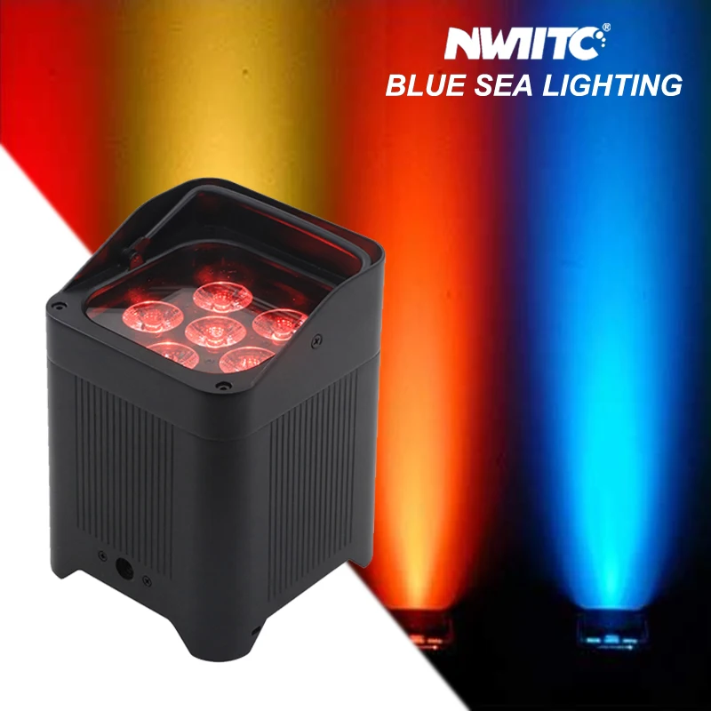 Projecteur LED PAR WiFi 6x18W RGBWA+UV - Pilotage DMX, App, Batterie - Pour Mariage, DJ - BemYiYer