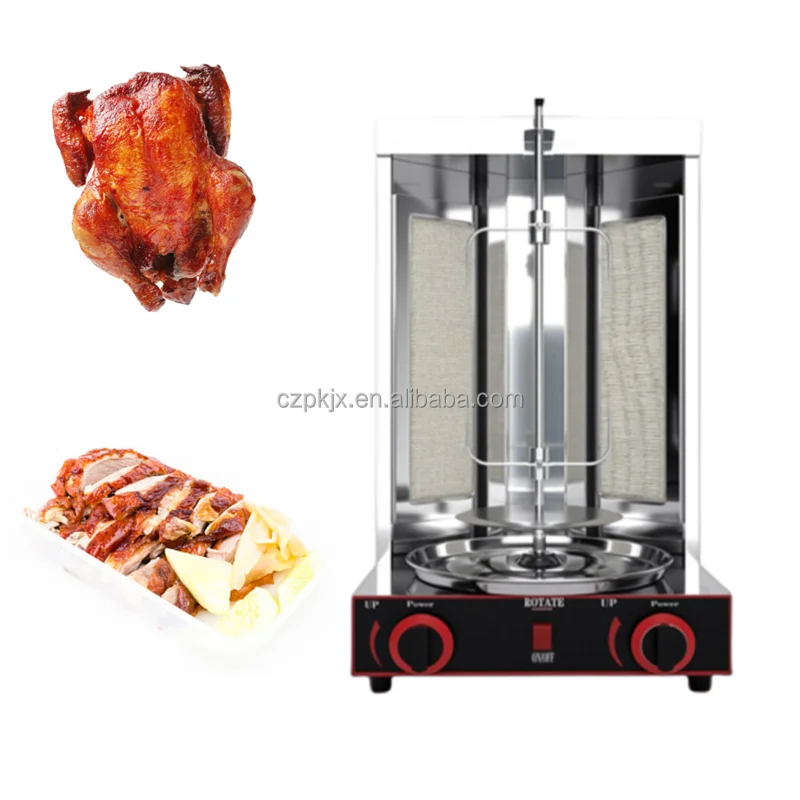 Two Burners Gas Electric 2 In1 Automatic Rotating Doner Kebab Machine Chicken Shawarma Grill Machine
