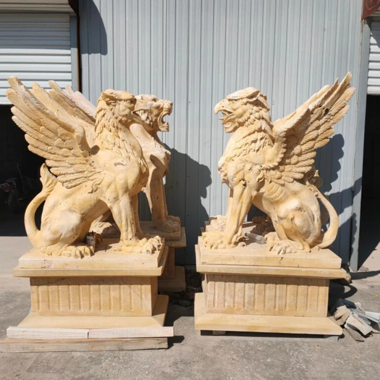 コラムプランターで石の翼のあるライオンガーデンの像を彫る Buy ライオンガーデン像 翼のあるライオンガーデン像 彫刻翼のあるライオンガーデン像 Product On Alibaba Com
