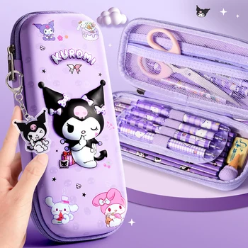 Sanrio Stationery Student Supplies Cute School Pencil Case Leather Kawaii kuromi Pencil Pouch