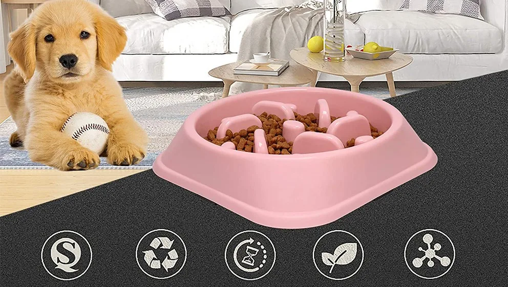 New Slow Down Eating Pet Dog Puzzle Food Bowl Feeder Silicone Pet Bowl