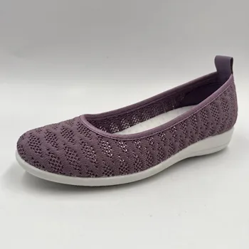 2024 Wholesale Slip-On Casual Shoes Flying Woven Breathable Cloth Shoes Women Zapatos De Mujer Shoes For Women New Styles