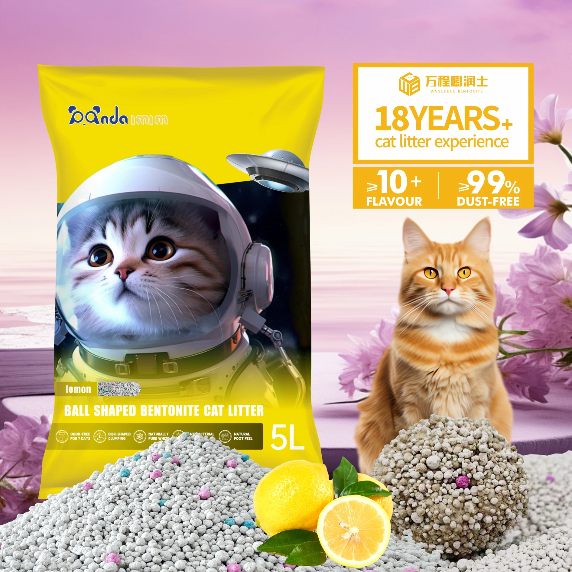 OEM Ever Easy to Clean up Natural Mineral Kitty Sand Super Clumping Stick Together Fast High Clumping Bentonite Cat Litter