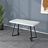 Tavolo lungo - venature bianco puro - gambe a V nere - lunghezza 12060
