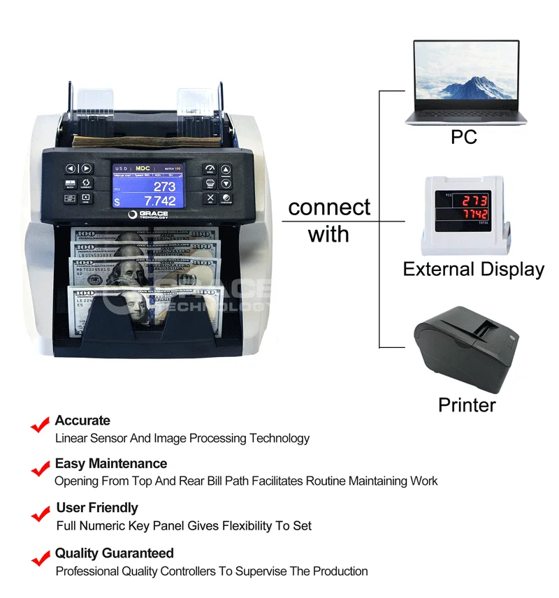 Counterfeit Fake Bank Note Counter And Detector With Lcd Large Display