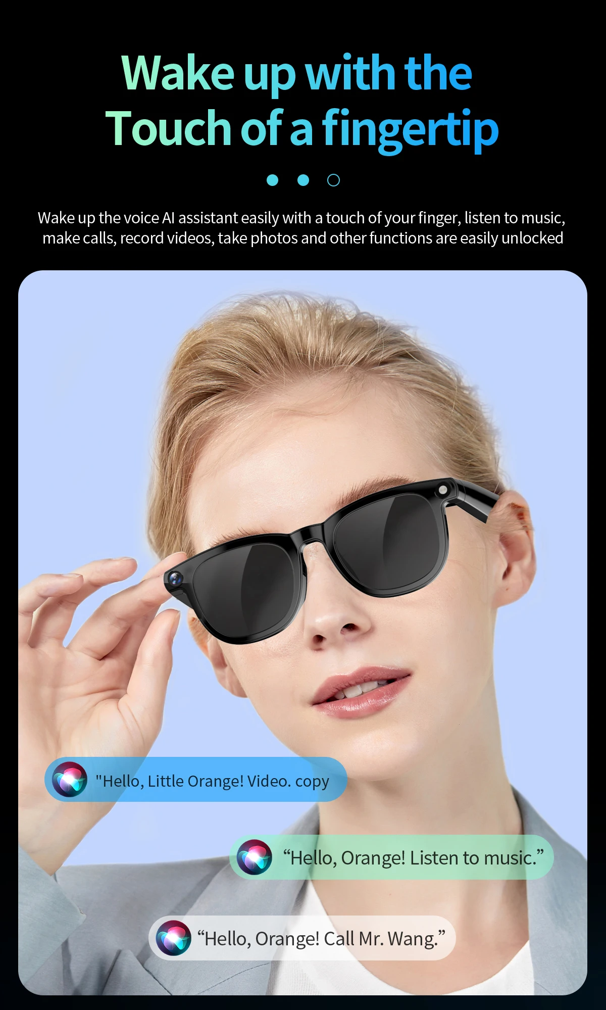 CY01 Smart Video Glasses with 8MP Camera Translation Al Voice Assistant Music Control Real-time Translation Smart Glasses 2025