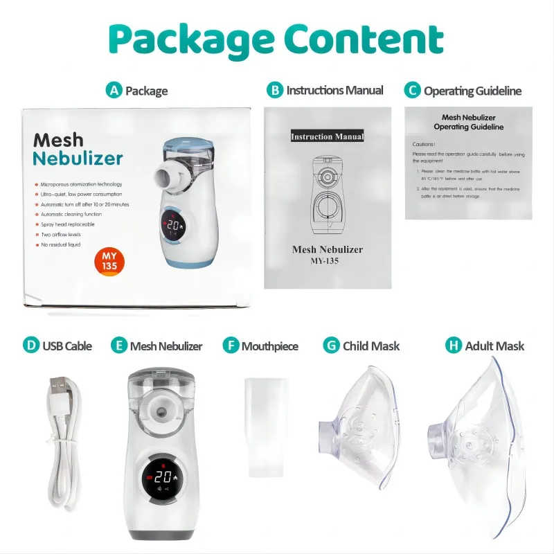 New Portable Mini Mesh Nebulizers Machine  Handheld Nebulizer With Digital Display Timing