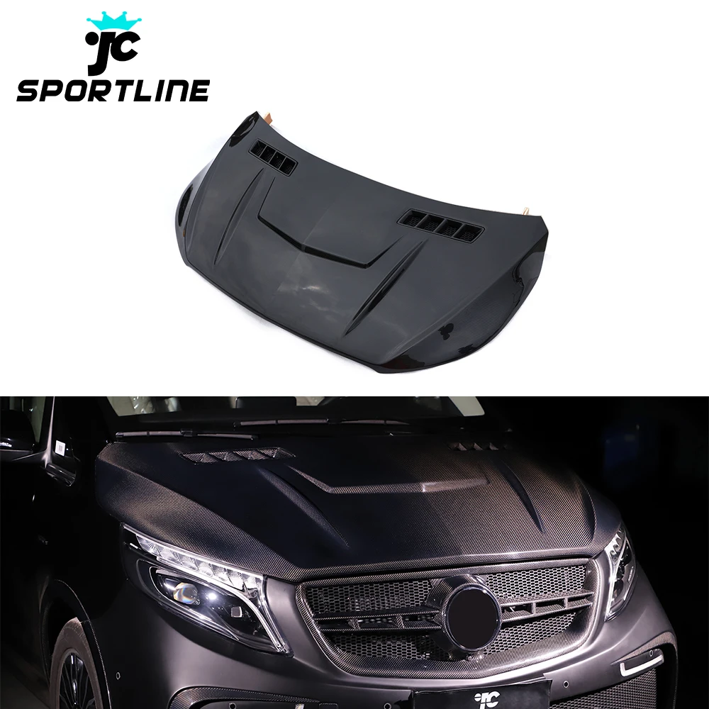 AB3-00371 Carbon Look Full Bra, Bonnet BRA For The Whole Bonnet, Compatible With Mercedes-Benz MB V-Class, Vito Viano W447 From 2014, Hood Bra, Stone Chip Protection, Tuning