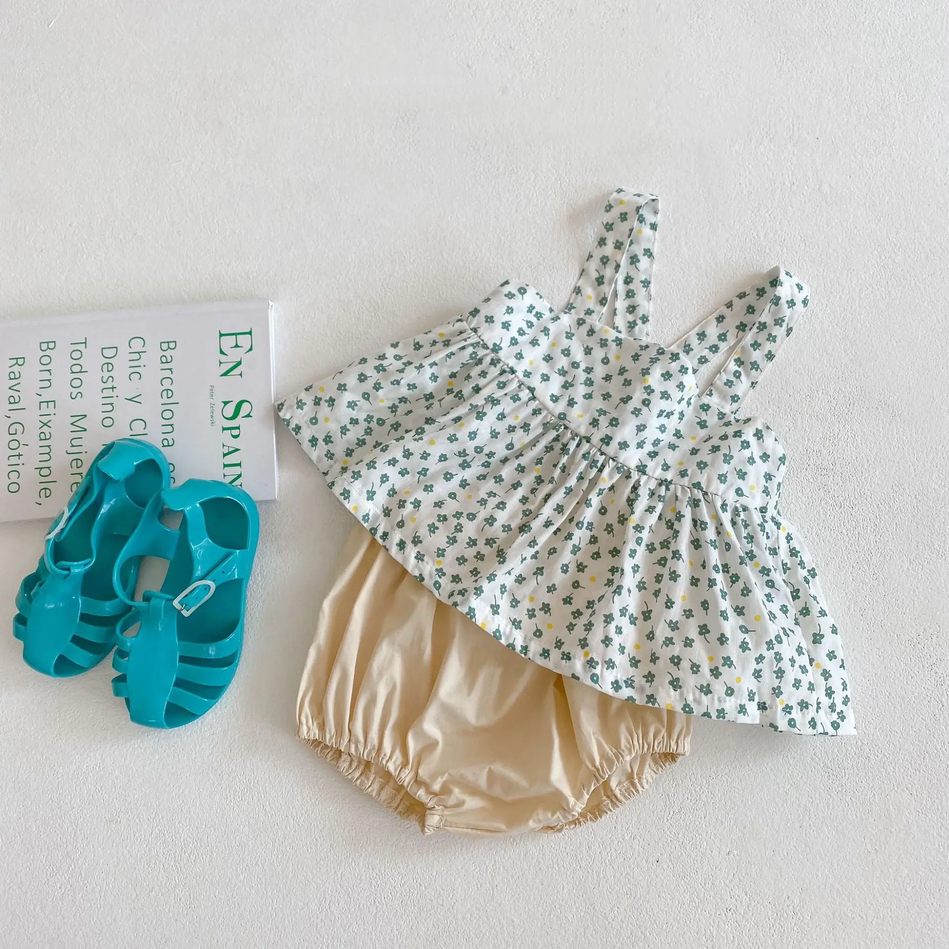 Ins 2021 Baby Summer Sets Infant And Baby Little Floral Suspender Shirt