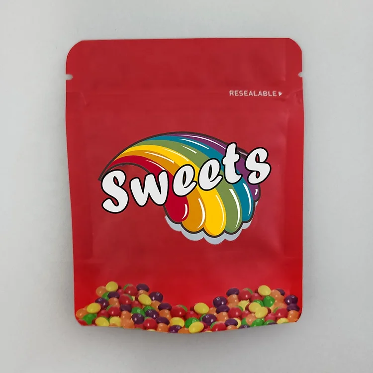 Direct Print Branded Mylar Smell Proof Ziplock Candy Gummies Edible