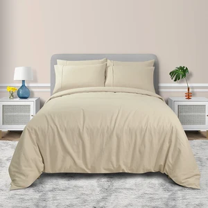 Luxury Queen Size Bed Sheet Organic European Flax Sheets Cotton Linen Blend Bedding Set Fitted Bedsheet Sets