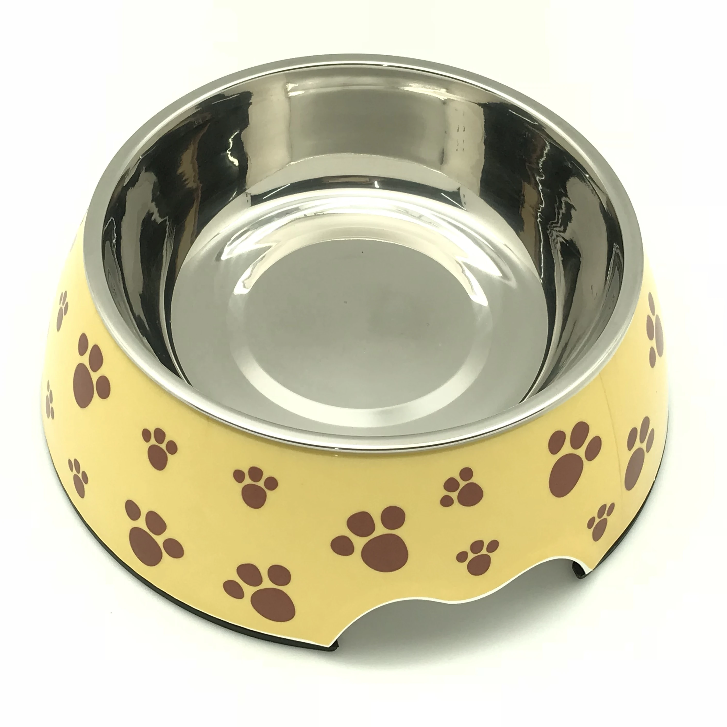 new design non slip stainless steel dog pet bowl pattern printed